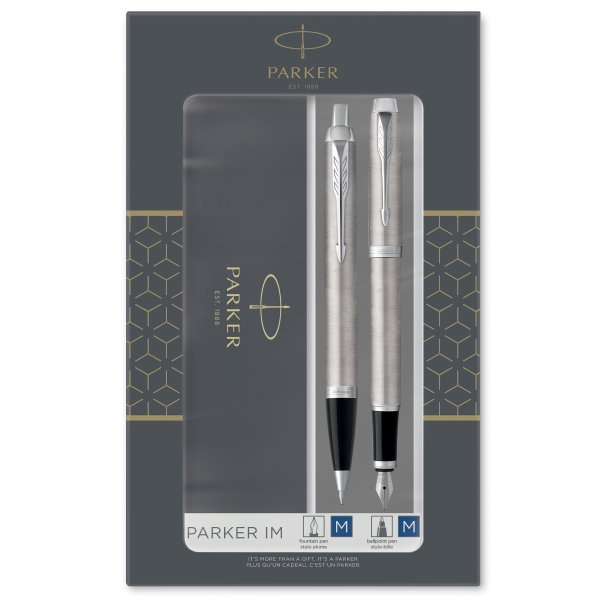 Parker Duo Set IM-balpen - Roestvrij stalen chroomrand - Medium