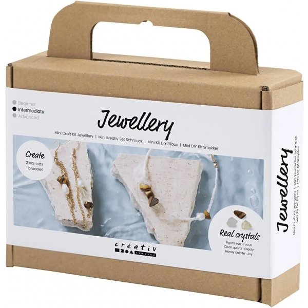 Mini DIY Kit Sieraden, ketting en oorbellen met kristallen Mini DIY Kit Sieraden, ketting en oorbellen met kristallen