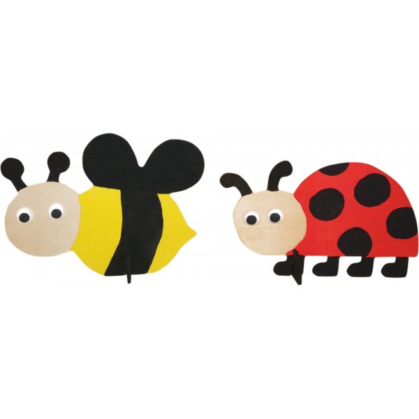 Houten beeldjes met houders - 10 st Houten beeldjes met houders - 10 st