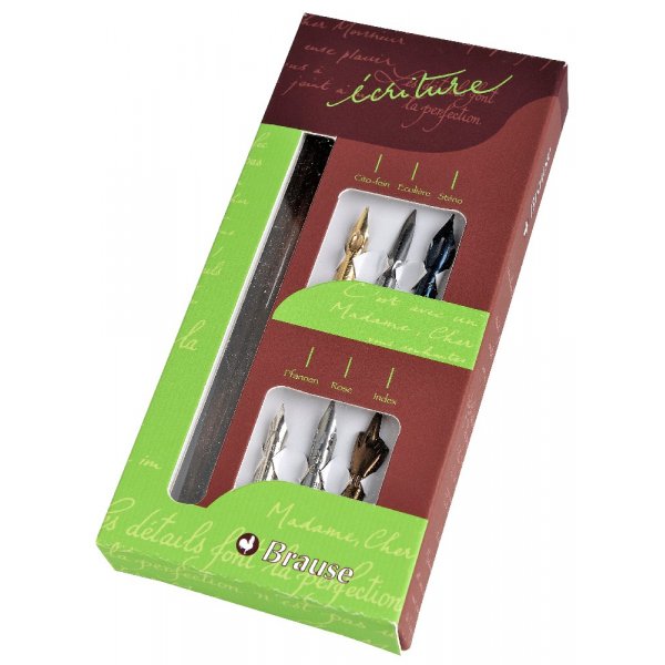 Kalligrafieset Brause Exriture - Houten handvat + 6 pinnen