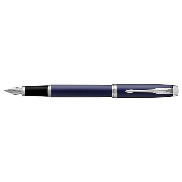 Balpen Parker IM - Matte Blue Chrome Trim - Vulpen - Medium Blauw