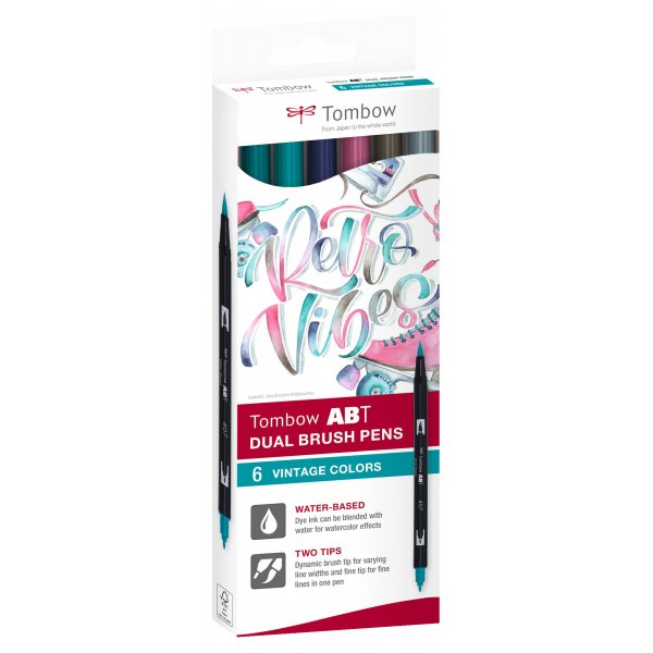 Tombow ABT Dual Brush Pen Vintage 6-pack Tombow ABT Dual Brush Pen Vintage 6-pack
