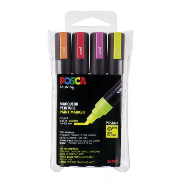 Poscaset PC-5M Neon - 4 Pennen
