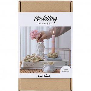 DIY-set van boetseerklei: vazen en kaarsenstandaards in beige, ivoor en gebroken wit (4 stuks) DIY-set van boetseerklei: vazen en kaarsenstandaards in beige, ivoor en gebroken wit (4 stuks)