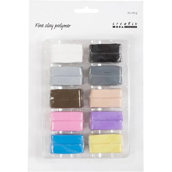 Fijne kleipolymeer, pastelkleuren, 10x20 g