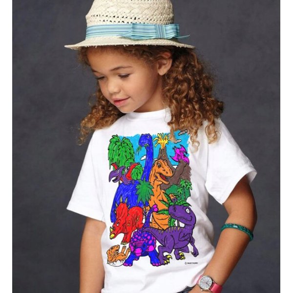 Kleur je T-shirt - Dinosaurussen Kleur je T-shirt - Dinosaurussen