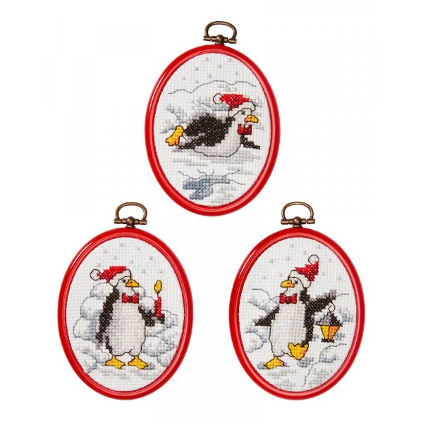 Borduurpakket Schilderijen - Kerstpinguns