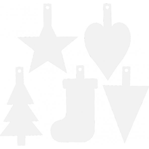 Kartonnen figuren - Kerstversiering - wit - 5 x 20 st