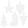 Kartonnen figuren - Kerstversiering - wit - 5 x 20 st