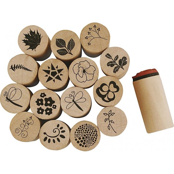 Deco Art Stempelset - bloemen en bladeren - 15 st