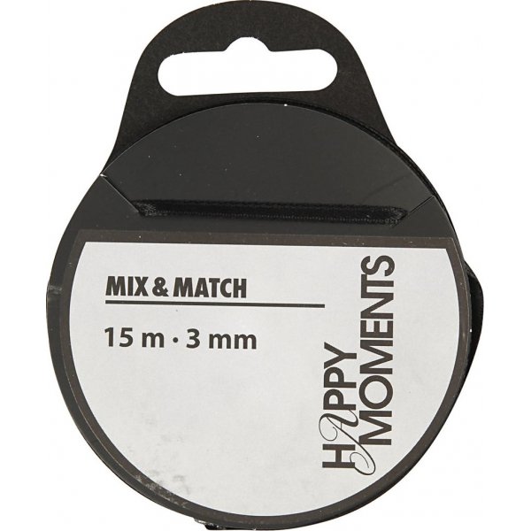 Satijnen lint - zwart - B3 mm - 15 m