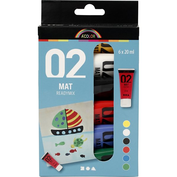 Schoolverf - Acryl - standaardkleuren - mat - 6 x 20 ml Schoolverf - Acryl - standaardkleuren - mat - 6 x 20 ml