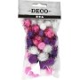 Pompons - paars - lichtrood - wit - 48 st