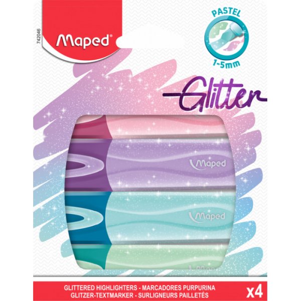 Markeerstiftset - Maped - Glitterpotloden Pastel 4-pack