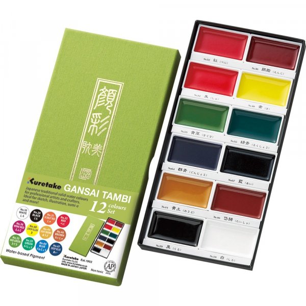 Aquarelverf Gansai Tambi 12 kleuren - Set I
