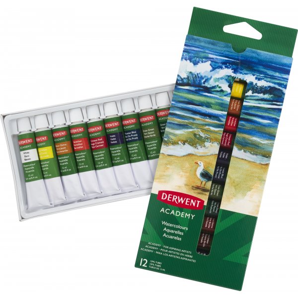 Derwent Academy Aquarelverf 12 ml - 12 Kleuren