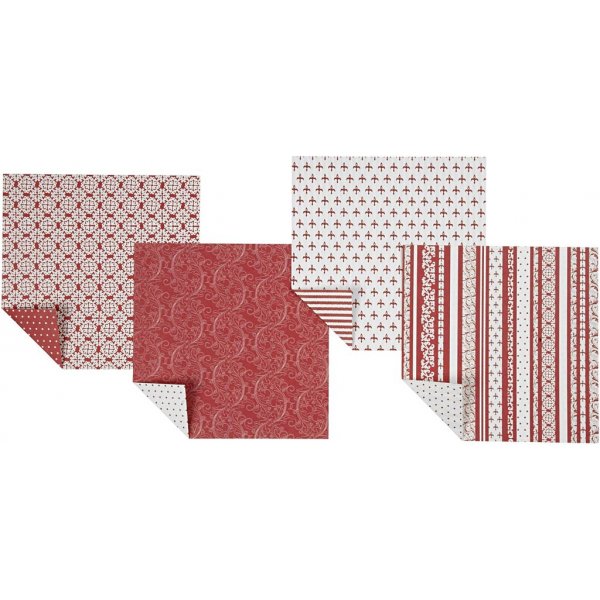 Origamipapier - rood/wit - 10 x 10 cm - 50 vellen Origamipapier - rood/wit - 10 x 10 cm - 50 vellen