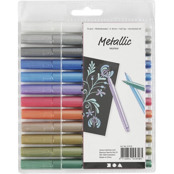 Metallic marker - metallic kleuren - 12 st Metallic marker - metallic kleuren - 12 st