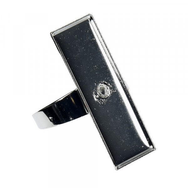 Ring voor mozaek 12 x 35 mm - verzilverd rechthoekig