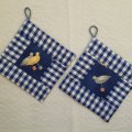 Klant imago Katoenen stof Gingham Medium vierkanten - Blauw-Wit - 140 cm