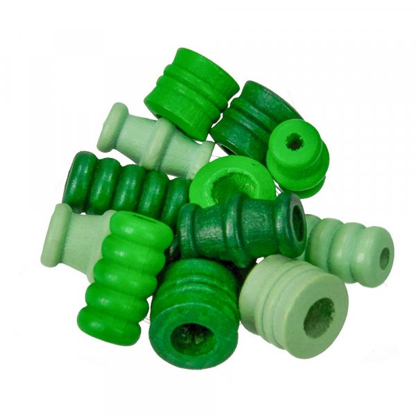 Houten kralen - groen mix 28 st. kleur-vorm mix