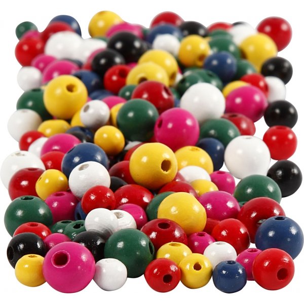 Houten kralen - rond - gemengde kleuren - 400 ml Houten kralen - rond - gemengde kleuren - 400 ml