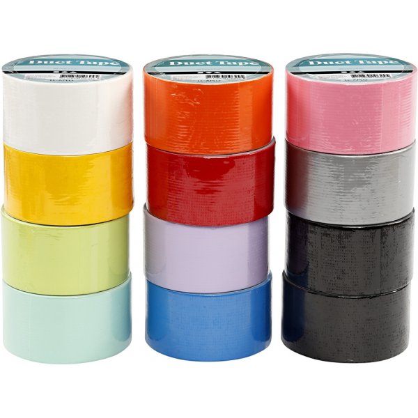 Ducttape - gemengde kleuren - 12 x 5 m Ducttape - gemengde kleuren - 12 x 5 m