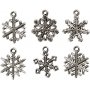 Bedels - sneeuwvlokken - antiek zilver - 18 st