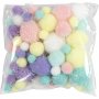 Pompons - pastelkleuren - glitter - 62 gr