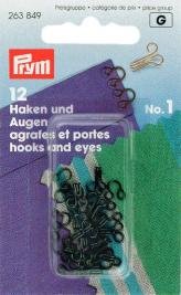 Messing haken en stopcontacten nr. 1, klein zwart 12 st Messing haken en stopcontacten nr. 1, klein zwart 12 st