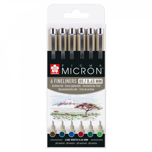 Fineliner Pigma Micron Set - 6 pennen (Earth 05)