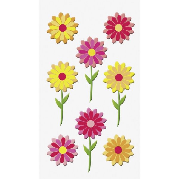 Stickermix - Bloemen - rood/geel