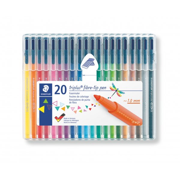 Vezelstiften Triplus Color in etui 1 mm - 20 pennen