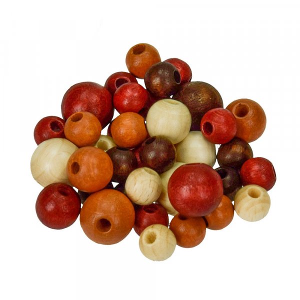 Houten kralen 8,10,12 mm - bruin mix 25 g maat mix