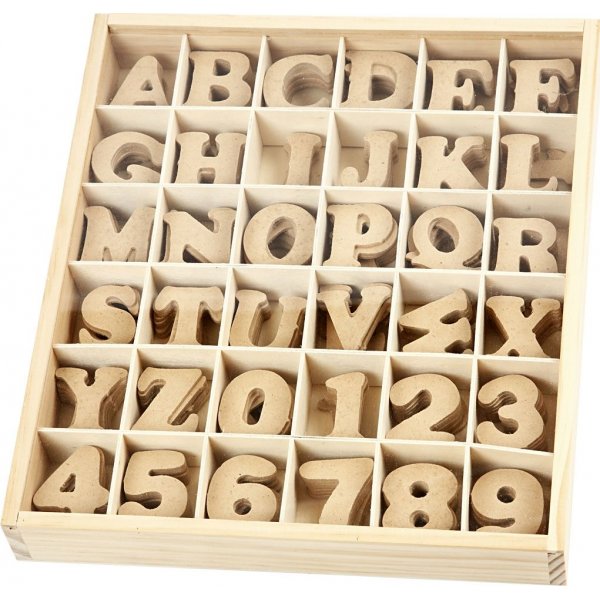 Houten letters en cijfers - 288 st