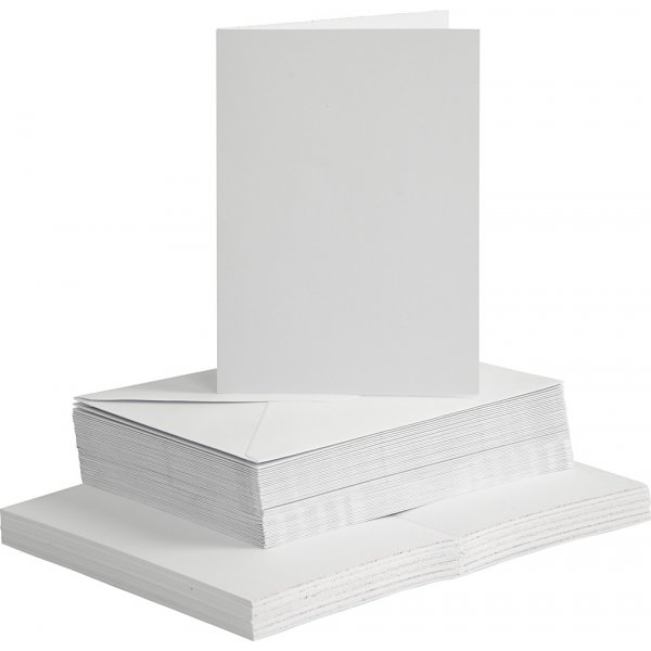 Kaarten en enveloppen - wit - 11,5 x 16,5 cm - 50 sets Kaarten en enveloppen - wit - 11,5 x 16,5 cm - 50 sets