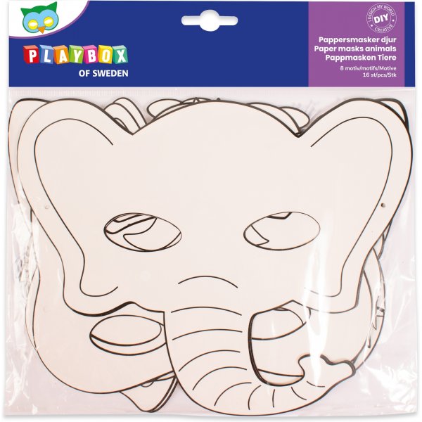 Papieren maskers dieren 16 st
