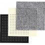 Vilt met gaten - zwart - grijs - gebroken wit - 3 x 4 vellen
