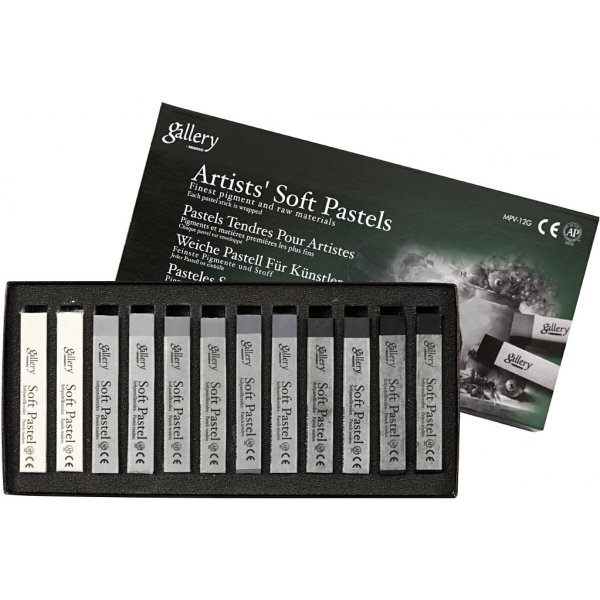 Gallery dry pastel - zwart/wit harmonie - 12 st Gallery dry pastel - zwart/wit harmonie - 12 st