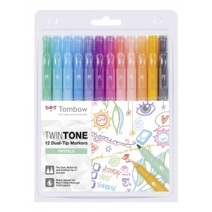 Tombow TwinTone Pastel 0,3/0,8 mm 12-pack Tombow TwinTone Pastel 0,3/0,8 mm 12-pack