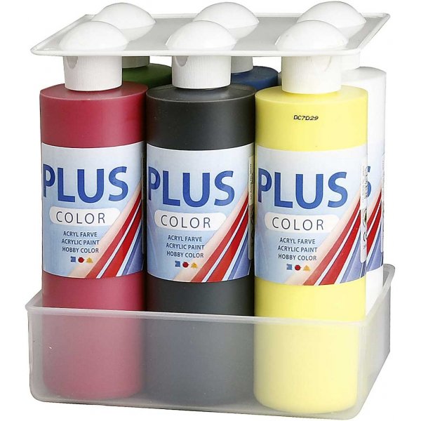 Plus Color Hobbyverf - primaire kleuren - 6 x 250 ml Plus Color Hobbyverf - primaire kleuren - 6 x 250 ml