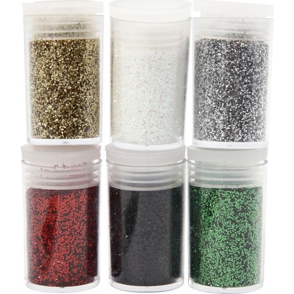 Glitter - gemengde kleuren - 6 x 5 gr