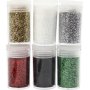 Glitter - gemengde kleuren - 6 x 5 gr