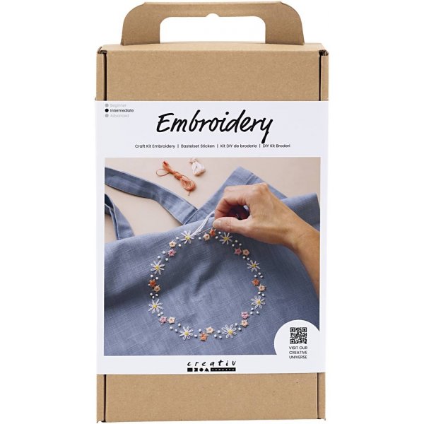 DIY Kit Borduren - duifblauw - Textielzakje DIY Kit Borduren - duifblauw - Textielzakje