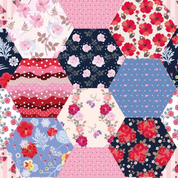 Tricot met patroon 150 cm - Patchwork grootmoeder
