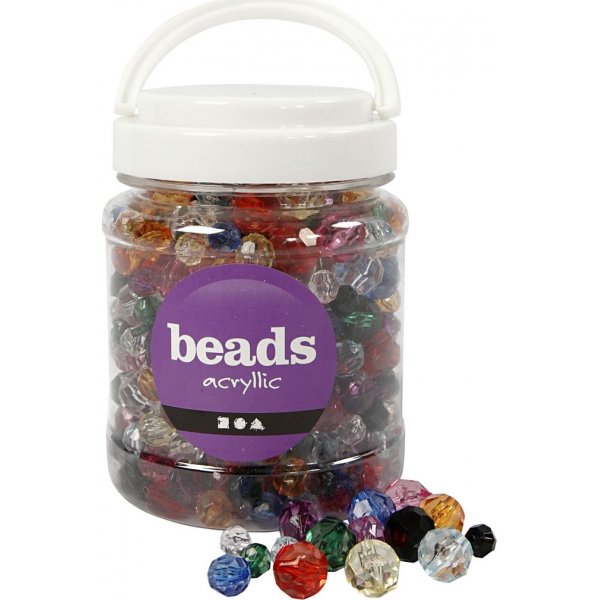 Gefacetteerde kunststof kralen - gemengde kleuren - 700 ml