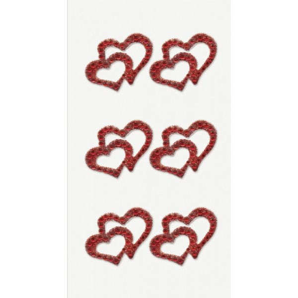 Stickers met strass steentjes - Hartjes - rood