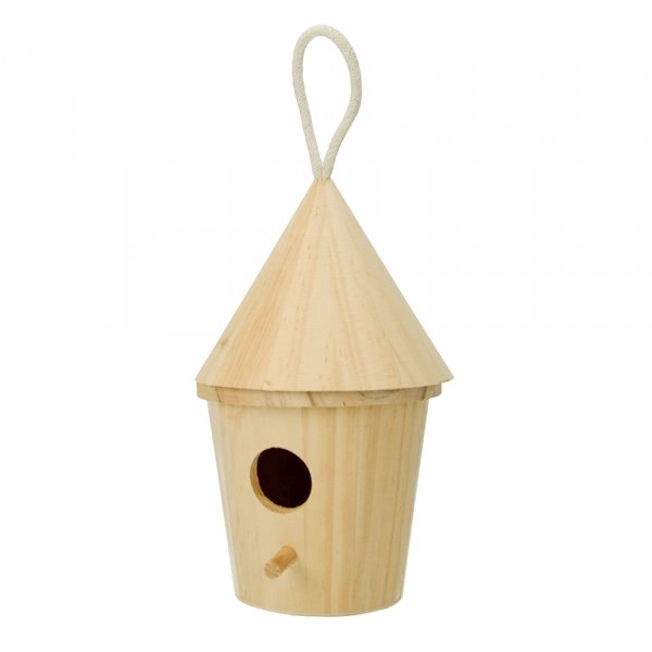 Vogelhuisje H 20,5 x  13 cm - onbehandeld rond