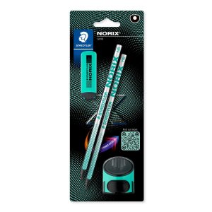 NORIX HB potloden met gum en puntenslijper - 2-pack groen NORIX HB potloden met gum en puntenslijper - 2-pack groen