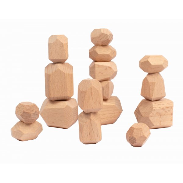 Houten stenen 16 stuks - Natuurlijke kleur